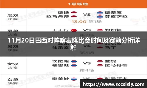 11月20日巴西对阵喀麦隆比赛时间及赛前分析详解