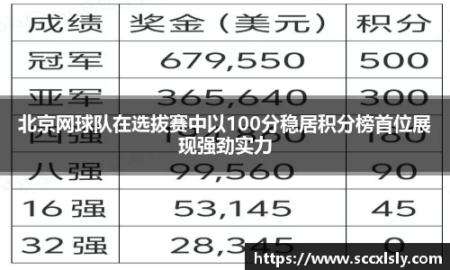 北京网球队在选拔赛中以100分稳居积分榜首位展现强劲实力
